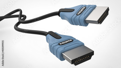 HDMI cable connector on white background