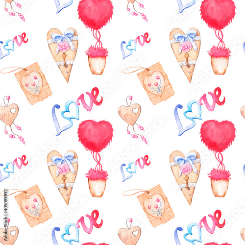 watercolor seamless pattern for valentine's day, wedding