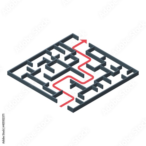 Maze solution icon. Isometric of maze solution vector icon for web design isolated on white background