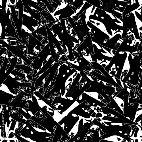 Seamless black and white abstract pattern. Grunge background monochrome repeating