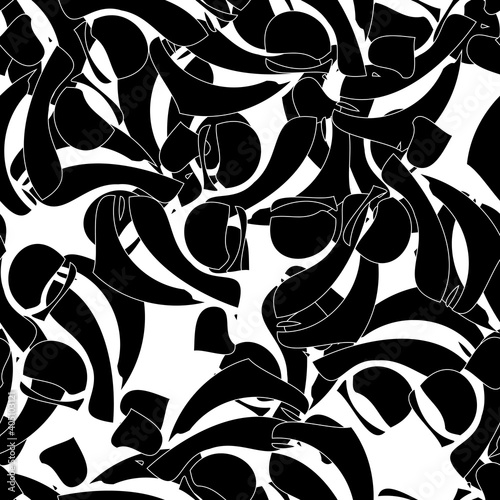 Seamless monochrome pattern of abstract elements. Чёрно белый гранж фон