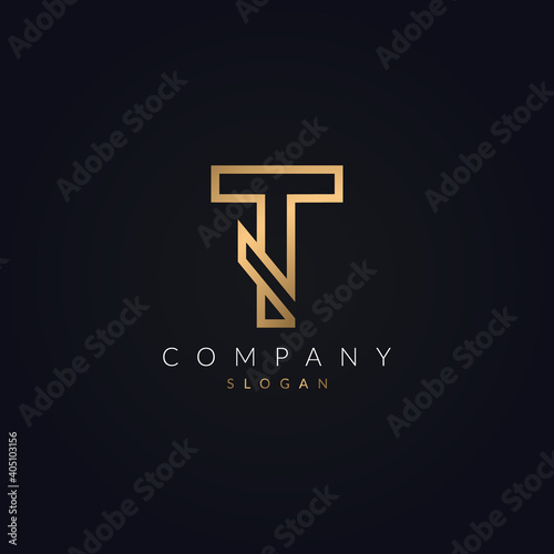 Minimalist Modern and Creative real estate T letter logo icon design. House, Property development, construction and building company T logotype template with gold color.