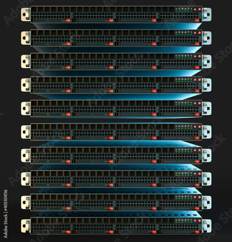 several servers on a dark background