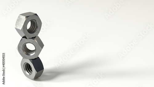Several nuts lying on white isolated background