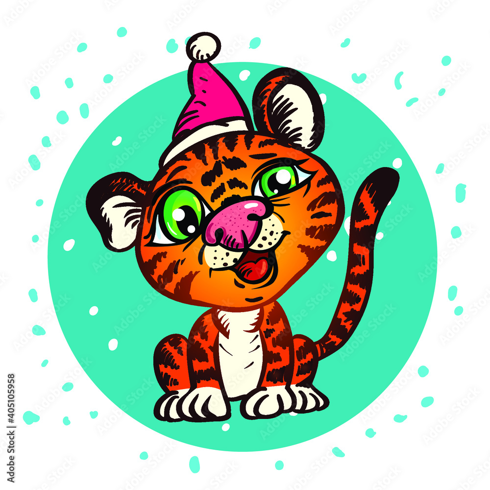 New Year's Eve illustrations depicting tiger cubs. The tiger is the