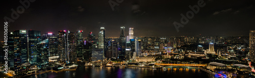 Singapore skyline downtown panorama aerial view.