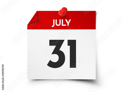 July 31 day calendar