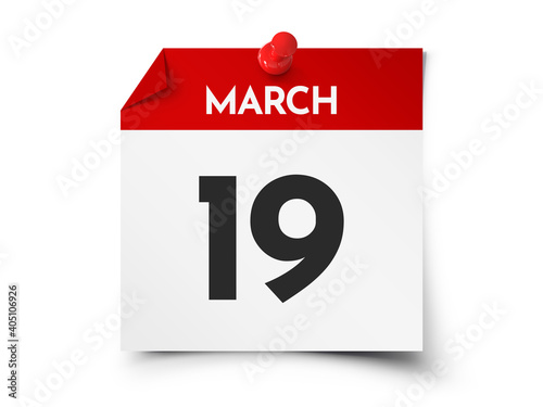 March 19 day calendar
