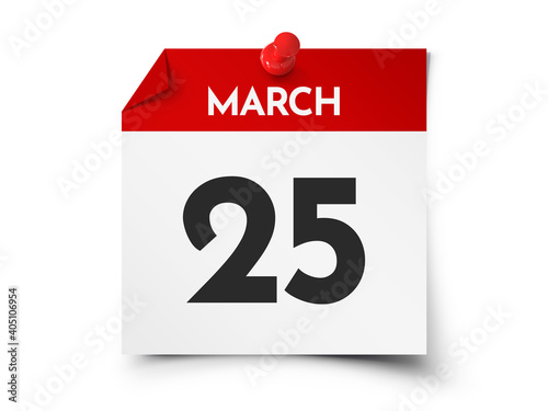 March 25 day calendar