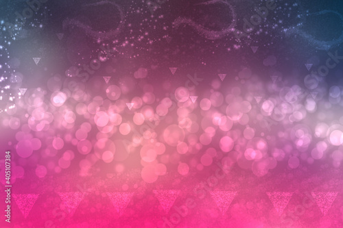 Abstract dark blue gradient pink purple background texture with glitter defocused sparkle bokeh circles and glowing circular lights. Beautiful backdrop with bokeh light effect.