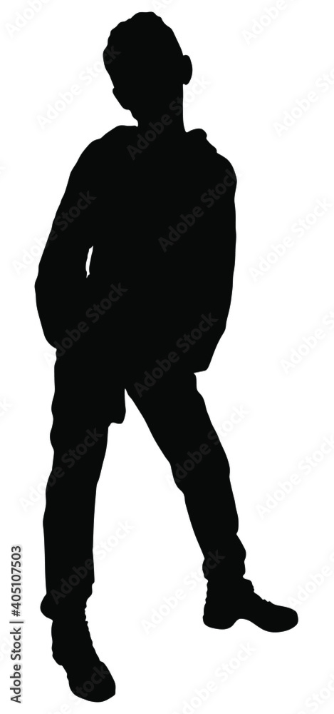 Black silhouette of a girl on a white background. Sports, cheerleading, hip hop.