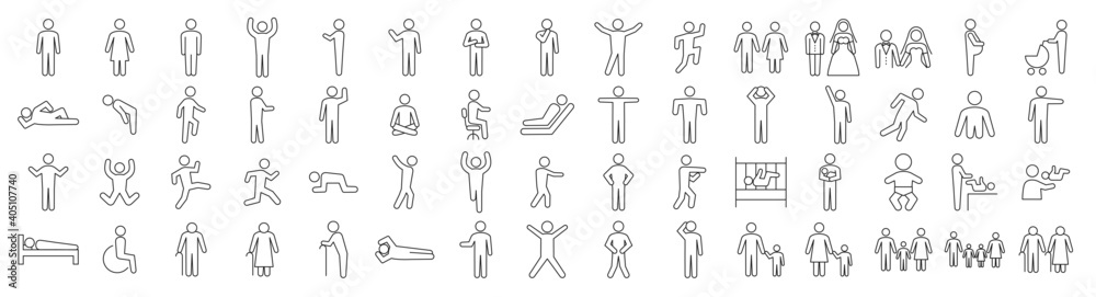 People pictogram set in various poses People pictogram set in various poses