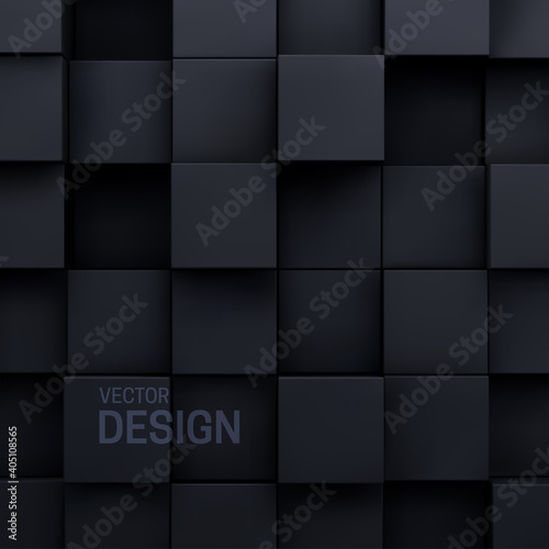Geometric background of black cubic shapes.