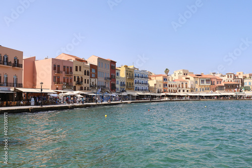 Colorful pier of the port of Chania, in Crete, Greece © M.Etcheverry
