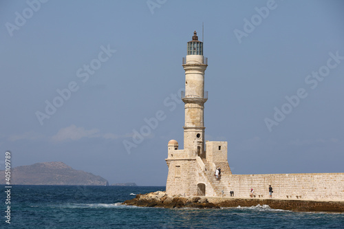 The Venetian lighthouse of Chania in Crete, Greece