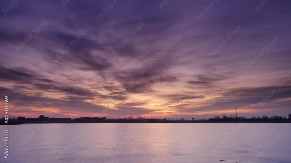 time lapse of dark clouds moving in the sky, beautiful sunset above the lake time lapse of dark clouds moving in the sky, beautiful sunset above the lake