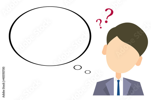 疑問を抱くビジネスマンとクエスチョンマーク Businessman and question mark