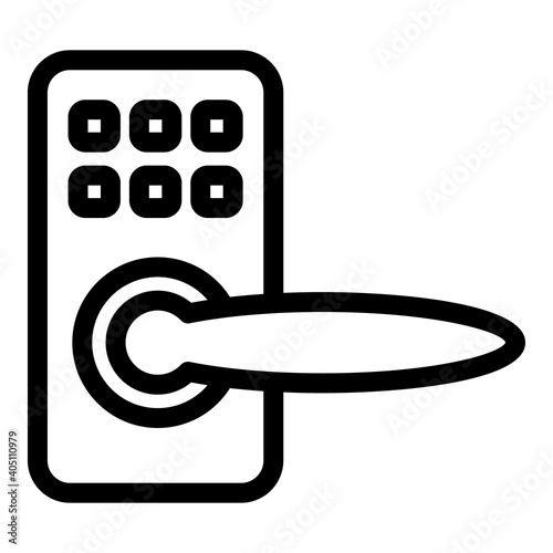 Digital door handle icon. Outline digital door handle vector icon for web design isolated on white background