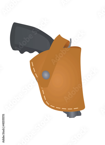 Gun in leather case. vector
