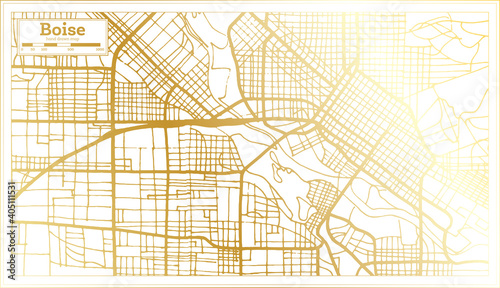 Boise USA City Map in Retro Style in Golden Color. Outline Map.