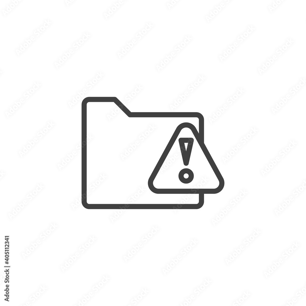 Document folder alert, notification line icon. linear style sign for mobile concept and web design. File folder and exclamation mark outline vector icon. Symbol, logo illustration. Vector graphics Document folder alert, notification line icon. linear style sign for mobile concept and web design. File folder and exclamation mark outline vector icon. Symbol, logo illustration. Vector graphics