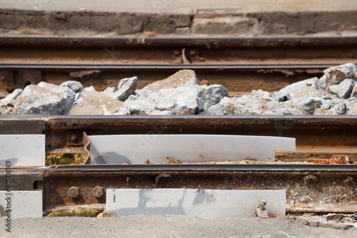 Straßenbahnschienen, Erneuerung, Gleisbauarbeiten, Baustelle, Deutschland, Europa photo