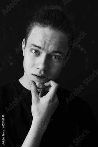 Black and white emotional portraits of man