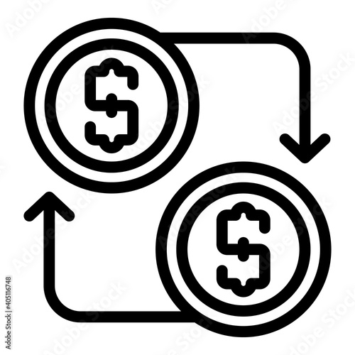 Business collaboration money exchange icon. Outline business collaboration money exchange vector icon for web design isolated on white background