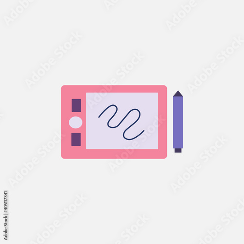 pen tablet and stylus tools gadget flat style icon vector illustration