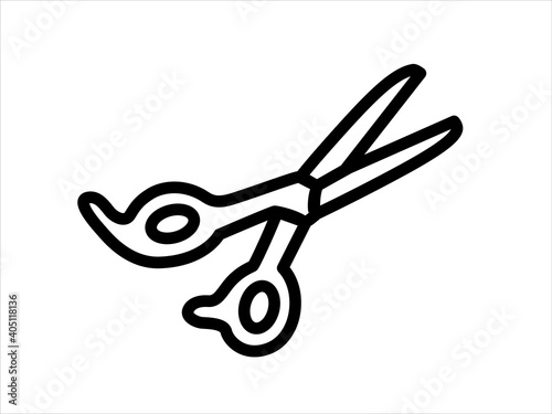Hairdressing Scissors icon. Barber symbol silhouette isolated on white background. 
Vector illustration for Website page and mobile app design. 