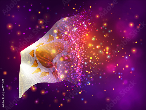 sun flag on pink purple background with lighting and flares