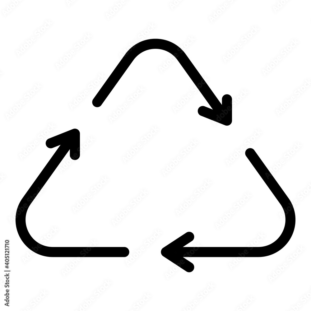Recycle triangle icon. Outline recycle triangle vector icon for web design isolated on white background Recycle triangle icon. Outline recycle triangle vector icon for web design isolated on white background