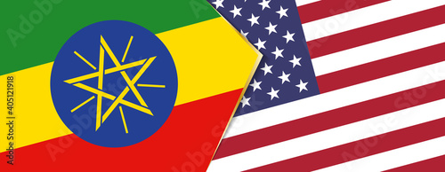 Ethiopia and USA flags, two vector flags.