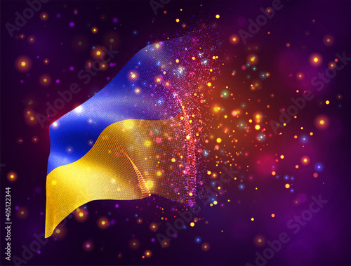 vector 3d flag on pink purple background with lighting and flares