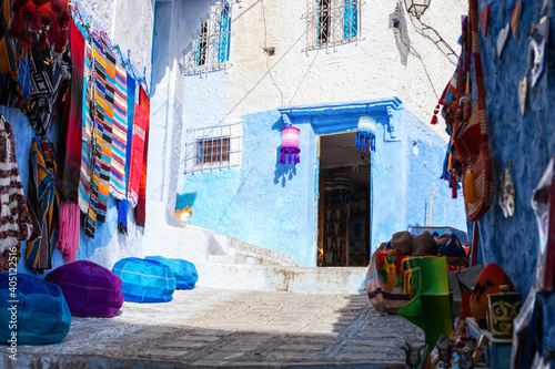 Shopping street in the medina, Chefchaouen, Morocco © Antonel