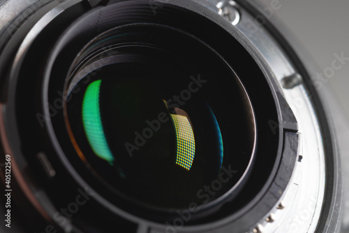 Bayonet lens close-up macro shot of an extension tube. Auto Focus Lens Contacts