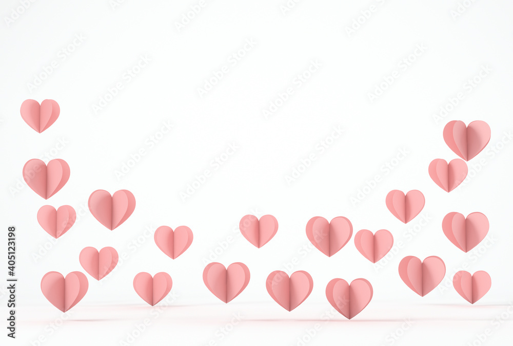 Cutout hearts flying on white background, copy space