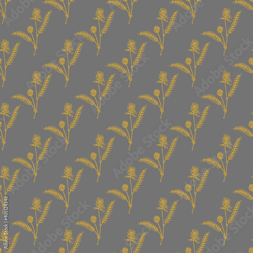 Seamless pattern with Milkvetch astragalus on dark background