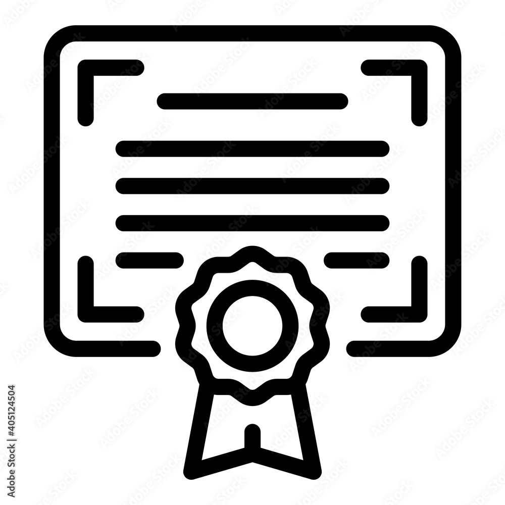 Degree certificate icon. Outline degree certificate vector icon for web design isolated on white background Degree certificate icon. Outline degree certificate vector icon for web design isolated on white background