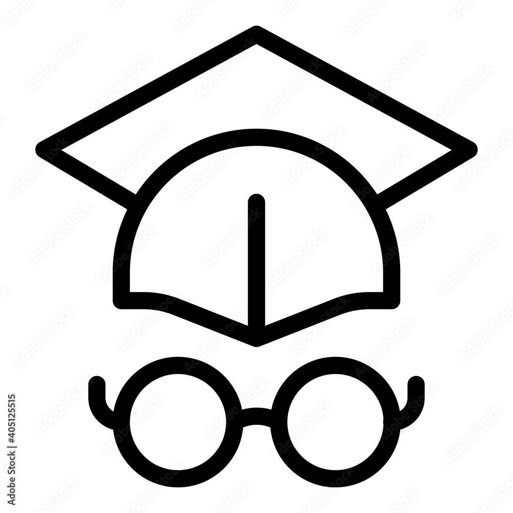 Degree cap and glasses icon. Outline degree cap and glasses vector icon for web design isolated on white background