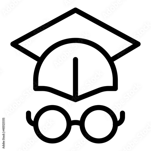 Degree cap and glasses icon. Outline degree cap and glasses vector icon for web design isolated on white background