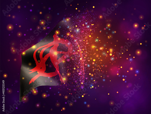 anarchy on black vector 3d flag on pink purple background with lighting and flares