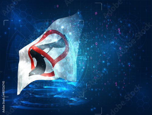 vector 3d flag on blue background with hud interfaces