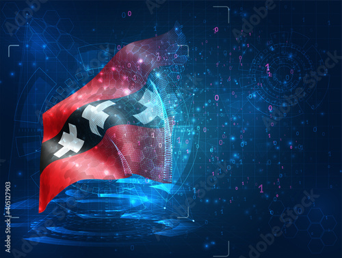 vector 3d flag on blue background with hud interfaces