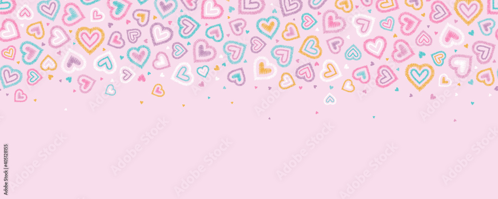 Fun hand drawn doodle hearts seamless pattern, lovely background, great for Valentine's Day, Mother's Day, wallpapers, wrapping, textiles, banners - vector design