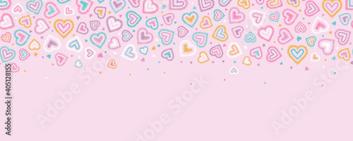 Fun hand drawn doodle hearts seamless pattern, lovely background, great for Valentine's Day, Mother's Day, wallpapers, wrapping, textiles, banners - vector design