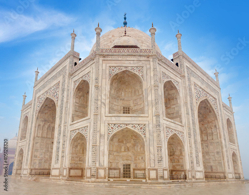 Famous Taj Mahal Mausoleum on sunrise in Agra, Uttar Pradesh state of India