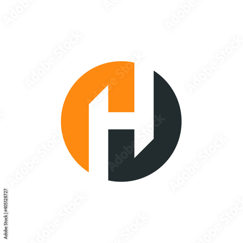 h letter logo vector design with two color