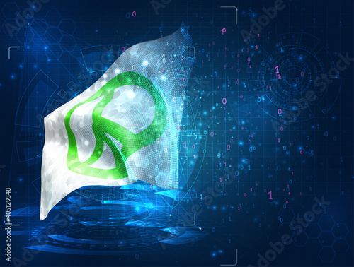 vector 3d flag on blue background with hud interfaces