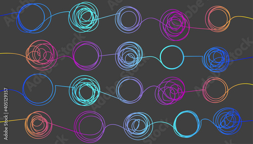 Background with tangled and unraveled doodle hand drawn tangles